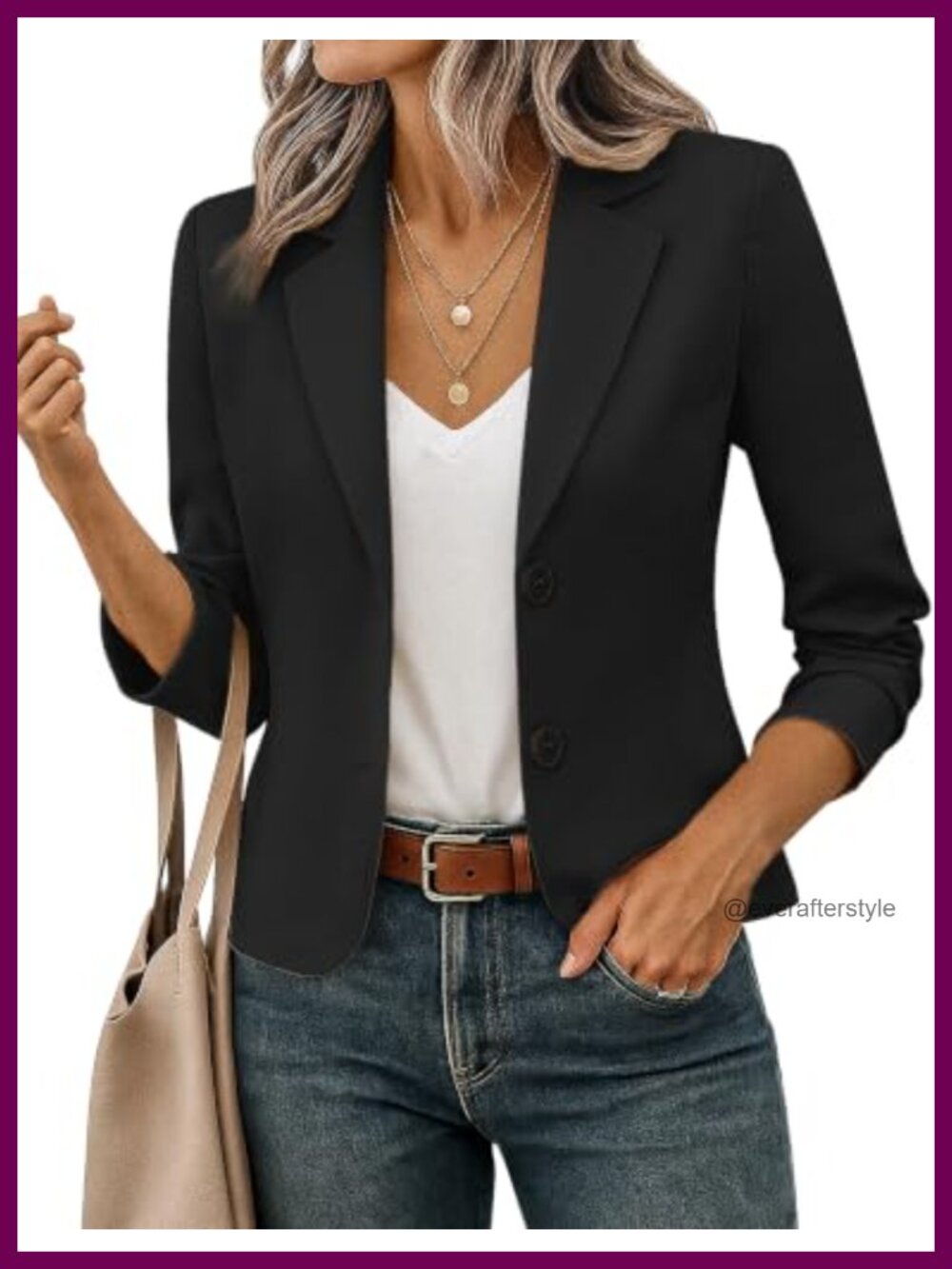 Cropped Blazer Jacket Women's Business Casual Notch Lapel Long Sleeve